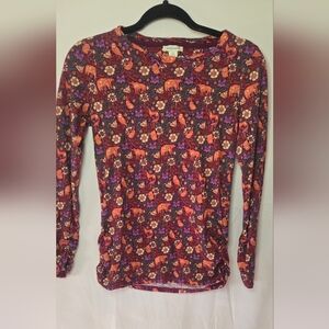 Sundance Women's XS Floral Forest Animal Long Sleeve Ruched Country Shirt